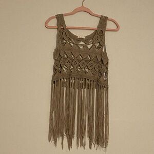 May & July Krochet Fringe Tank Top